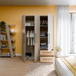 Szafa 145 cm JUPITER taupe/dąb dziki naturalny – skandynawski styl
