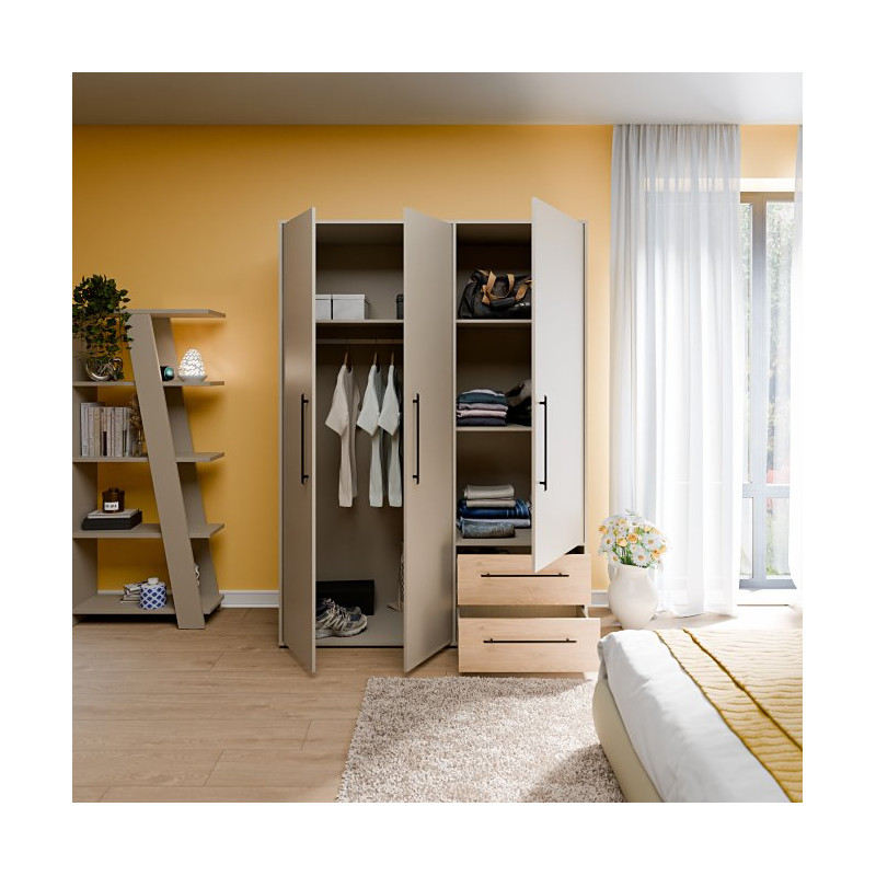 Szafa 145 cm JUPITER taupe/dąb dziki naturalny – skandynawski styl