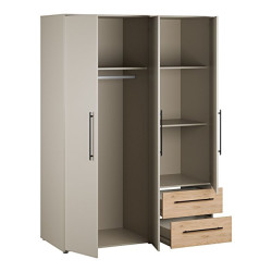 Szafa 145 cm JUPITER taupe/dąb dziki naturalny – skandynawski styl
