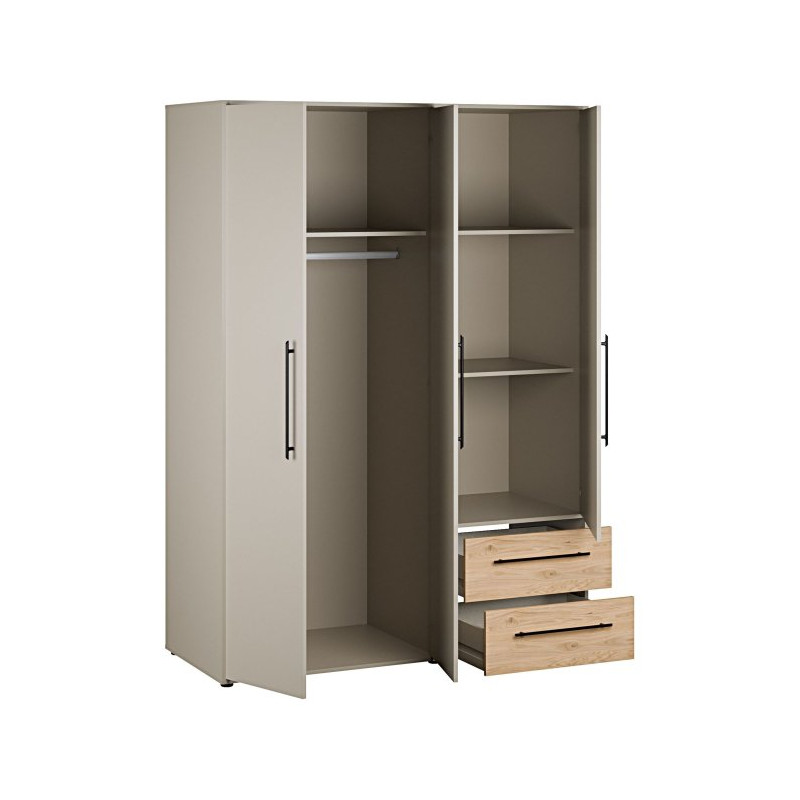 Szafa 145 cm JUPITER taupe/dąb dziki naturalny – skandynawski styl