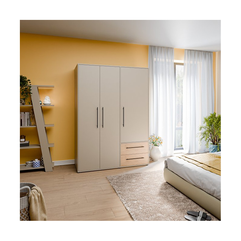 Szafa 145 cm JUPITER taupe/dąb dziki naturalny – skandynawski styl