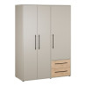 Szafa trzydrzwiowa 145 cm Jupiter MKSS833 taupe/dąb dziki naturalny