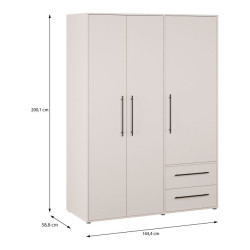 Szafa trzydrzwiowa 145 cm JUPITER piaskowy – skandynawski styl