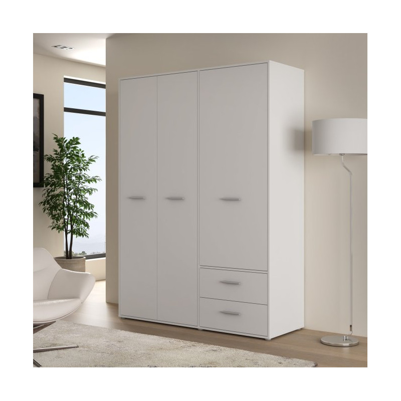 Szafa trzydrzwiowa 145 cm JUPITER biały – skandynawski styl