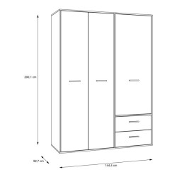 Szafa trzydrzwiowa 145 cm JUPITER biały – skandynawski styl