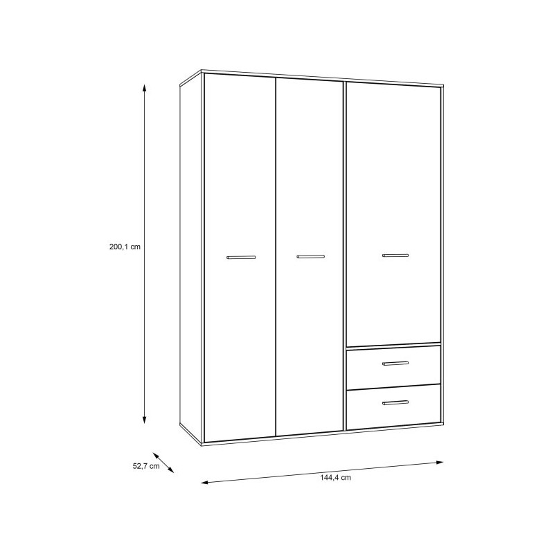 Szafa trzydrzwiowa 145 cm JUPITER biały – skandynawski styl