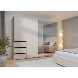 Szafa ubraniowa z lustrem 250 cm Winn 2 piaskowy | Meble Forte