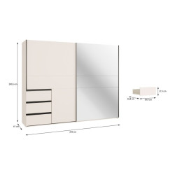 Szafa ubraniowa z lustrem 250 cm Winn 2 piaskowy | Meble Forte