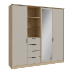 Szafa na ubrania z lustrem 200 cm Fortasta dąb puccini/piaskowy