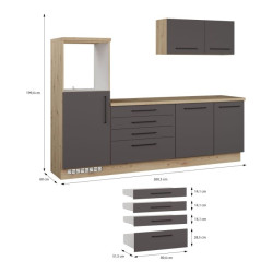 Zestaw kuchenny Novacool NVLSET10 dąb artisan/uni wolfram szary