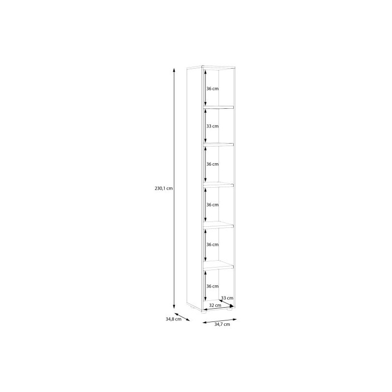 Korpus regału 35 cm Moduklix | kolor dąb mauvella
