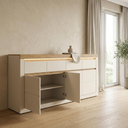 Komoda Naxxar NAXK03 Cashmere/Dąb Kamienny – aranżacja w salonie | wizualizacja