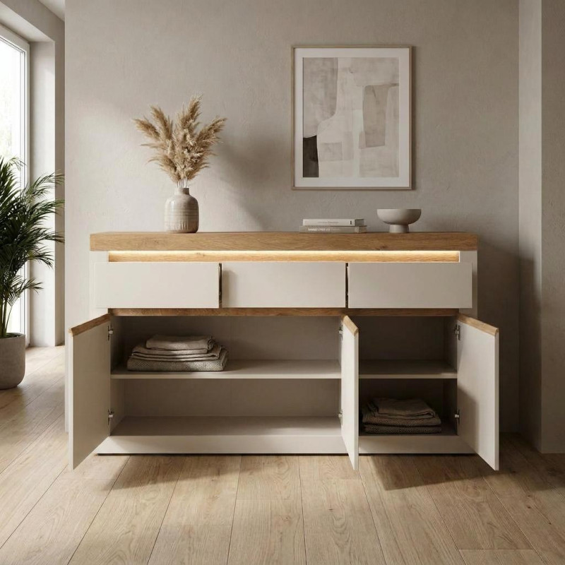 Komoda Naxxar NAXK02 Cashmere/Dąb Kamienny Meble Wójcik – aranżacja w salonie | wizualizacja