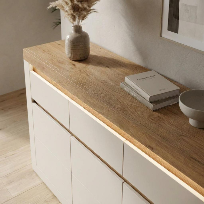 Komoda Naxxar NAXK02 Cashmere/Dąb Kamienny Meble Wójcik – aranżacja w salonie | wizualizacja