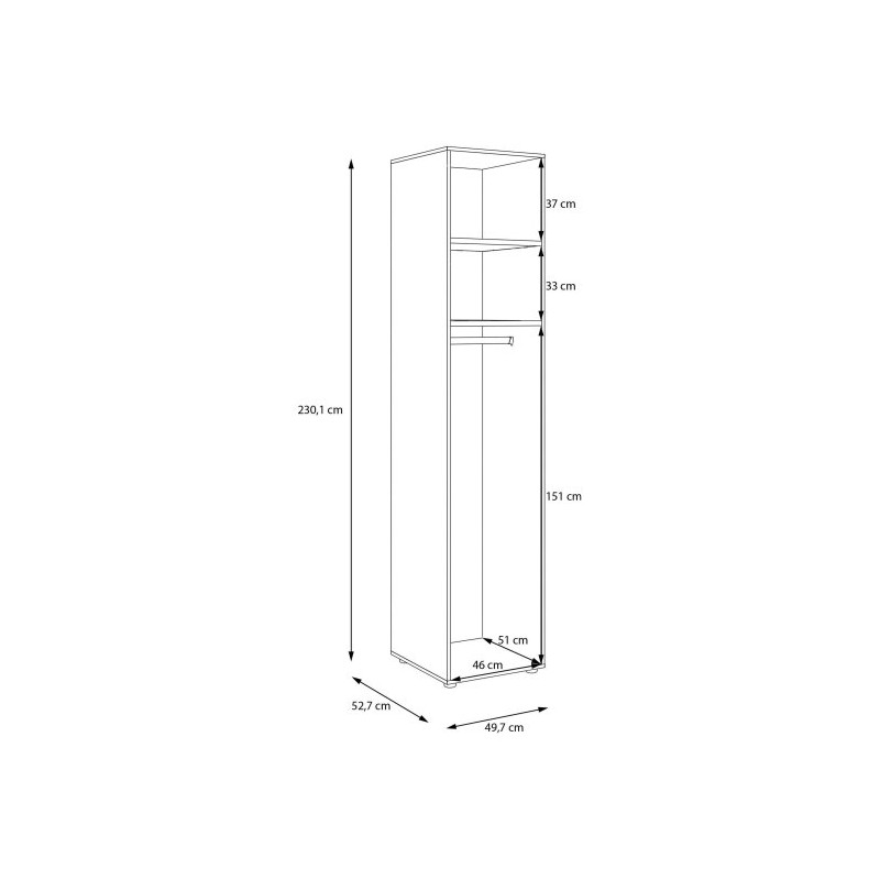 Korpus szafy z półkami 50 cm Moduklix | kolor dąb cabezone