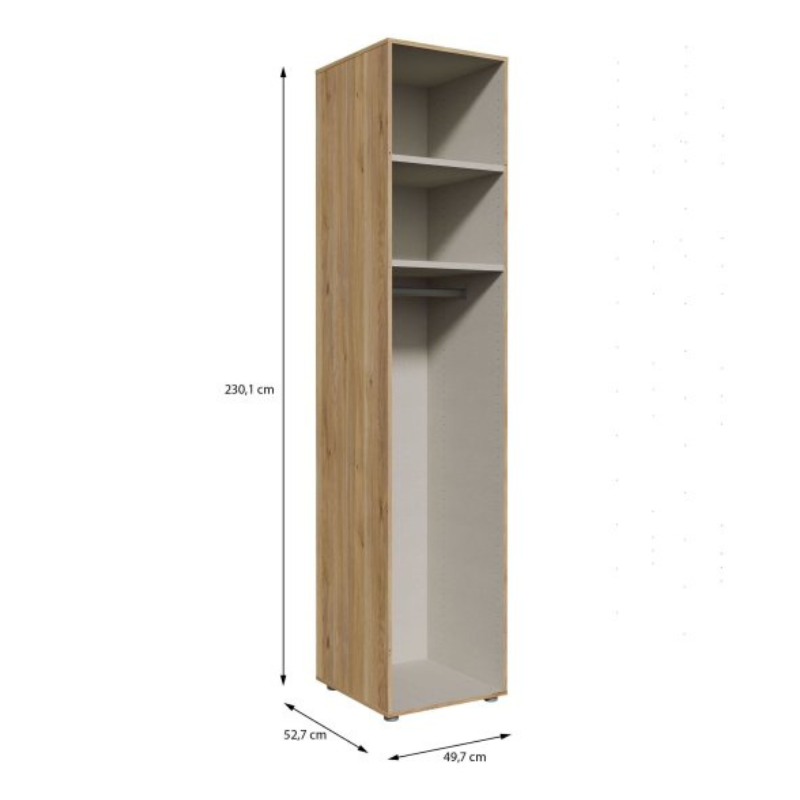 Korpus szafy z półkami 50 cm Moduklix | kolor dąb mauvella