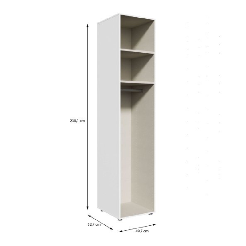 Korpus szafy z półkami 50 cm Moduklix | kolor biały