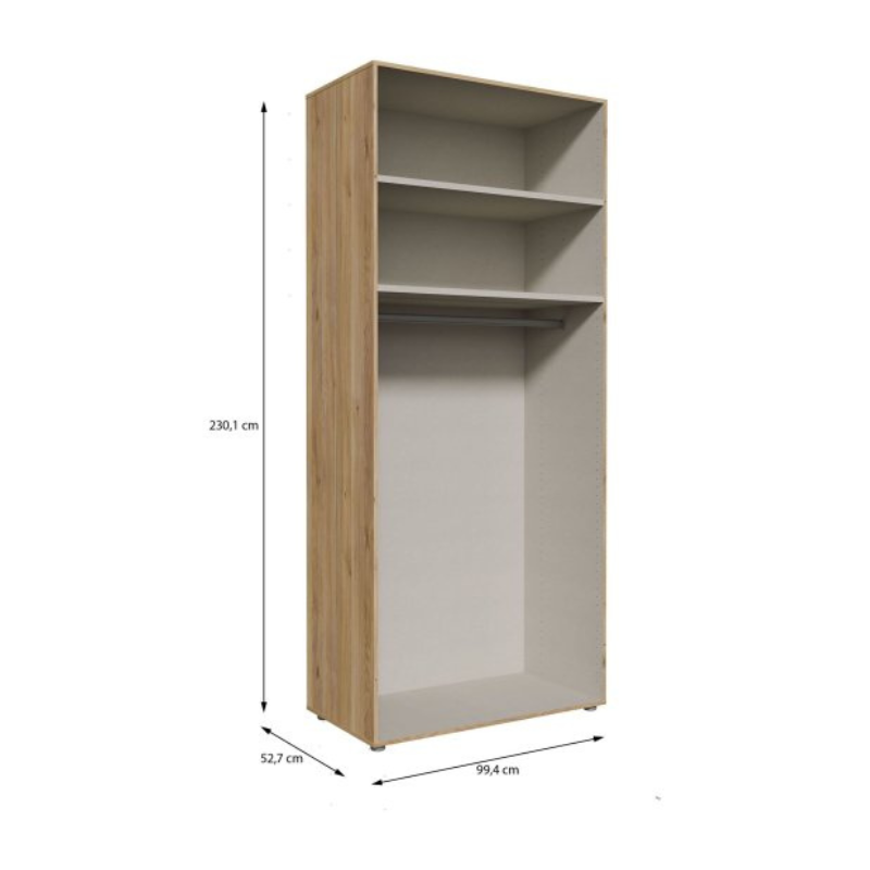 Korpus szafy z półkami 100 cm Moduklix | kolor dąb mauvella