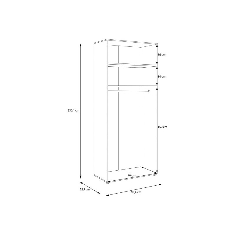 Korpus szafy z półkami 100 cm Moduklix | kolor piaskowy