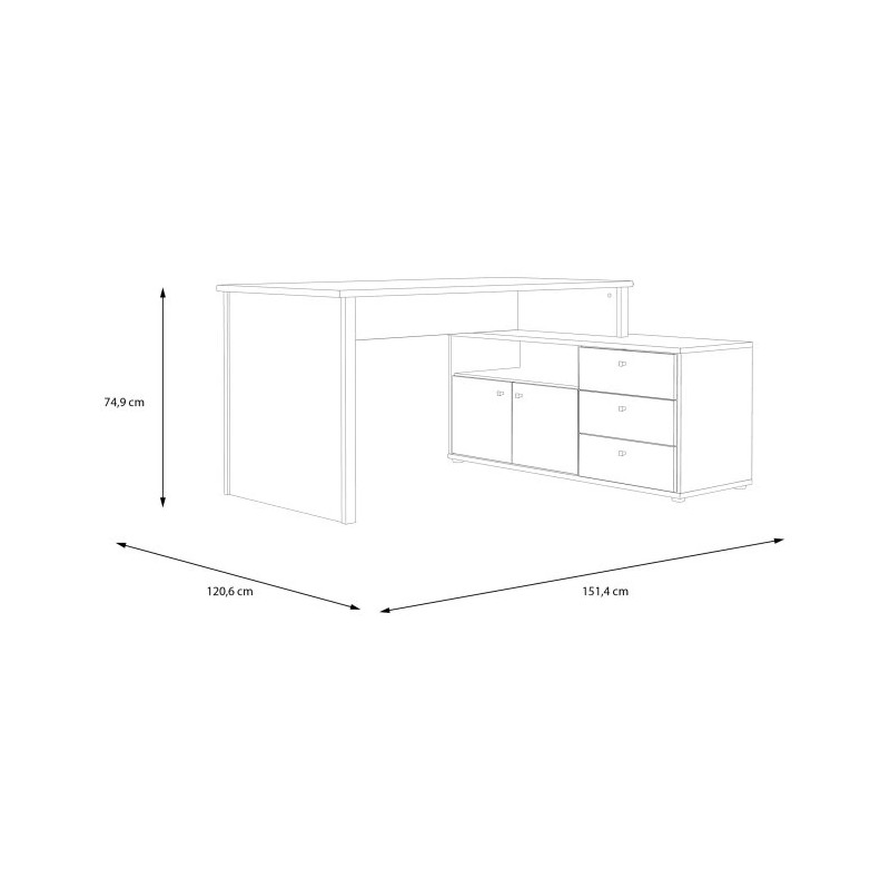 Biurko z komodą Archbox T2KB231L piaskowy