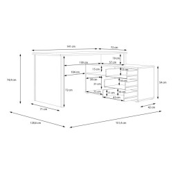Biurko z komodą Archbox T2KB231L piaskowy