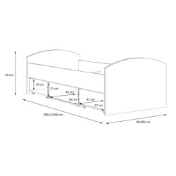 Łóżko młodzieżowe Winnie 90×200 cm | dąb sonoma/biały
