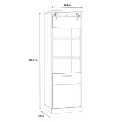 Wąska witryna z oświetleniem 65 cm Kaszmiro KZMV711RB dąb waterford/czarny