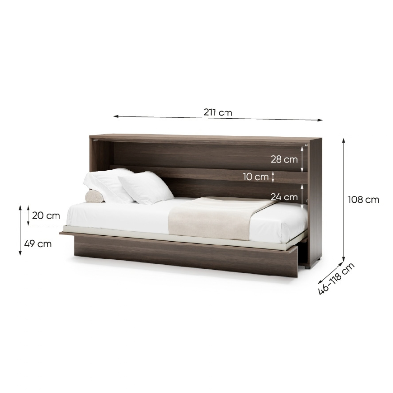 Półkotapczan Poziomy BED CONCEPT BC-06 90X200 dąb dunin
