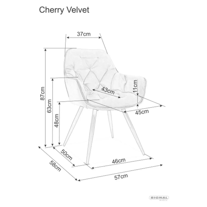 Krzesło tapicerowane Cherry Velvet Bluvel 38 cappuccino