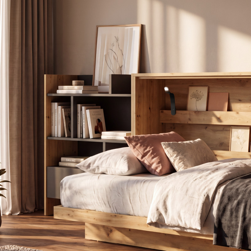 Regał BED CONCEPT BC-25 do półkotapczanu Lenart dąb artisan/czarny