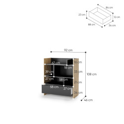 Regał BED CONCEPT BC-25 do półkotapczanu Lenart dąb artisan/czarny