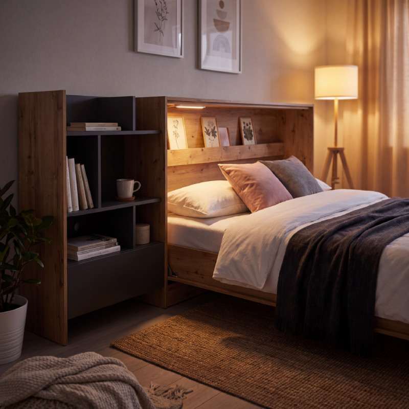 Regał BED CONCEPT BC-26 do półkotapczanu Lenart dąb artisan/czarny