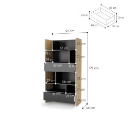 Regał BED CONCEPT BC-28 do półkotapczanu Lenart dąb artisan/czarny