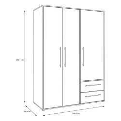 Kompaktowa szafa 145 cm z szufladami – Kolekcja JUPITER – Domowanie