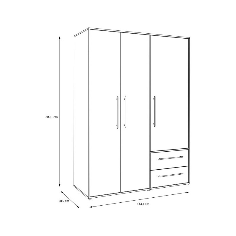 Kompaktowa szafa 145 cm z szufladami – Kolekcja JUPITER – Domowanie