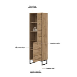 Wysoki regał 2-drzwiowy Loft dąb wotan | domowanie.pl