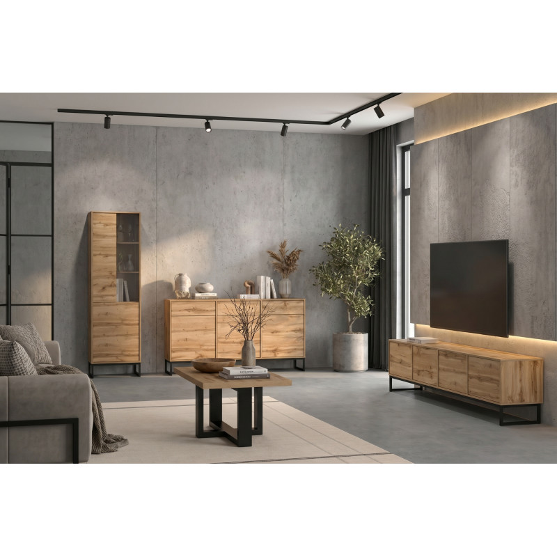 Wysoki regał 2-drzwiowy Loft dąb wotan | domowanie.pl