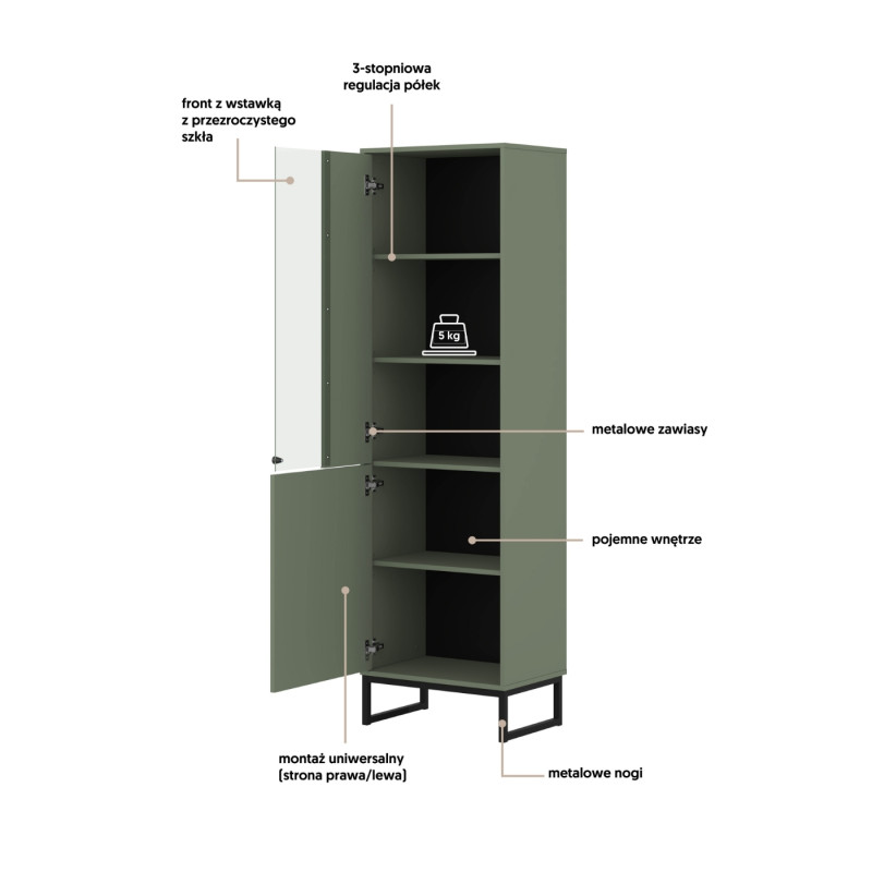 Witryna do salonu Loft Typ 05 zielona – nowoczesny design
