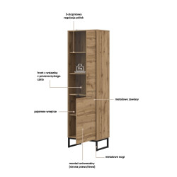 Witryna do salonu Loft Typ 05 dąb wotan – nowoczesny design