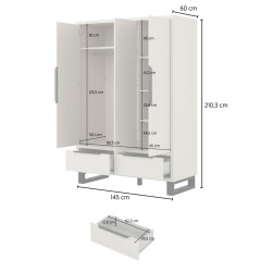 Szafa Halle S Typ 19 Helvetia – loft, kaszmir/czarny, 145x210