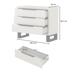 Komoda Halle S Typ 27 Helvetia – loft, kaszmir/czarny, 3 szuflady