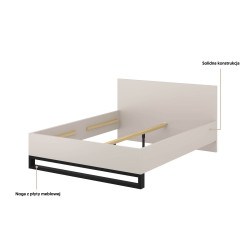 Łóżko Halle S Typ 32 Helvetia – 180x200, loft, kaszmir/czarny