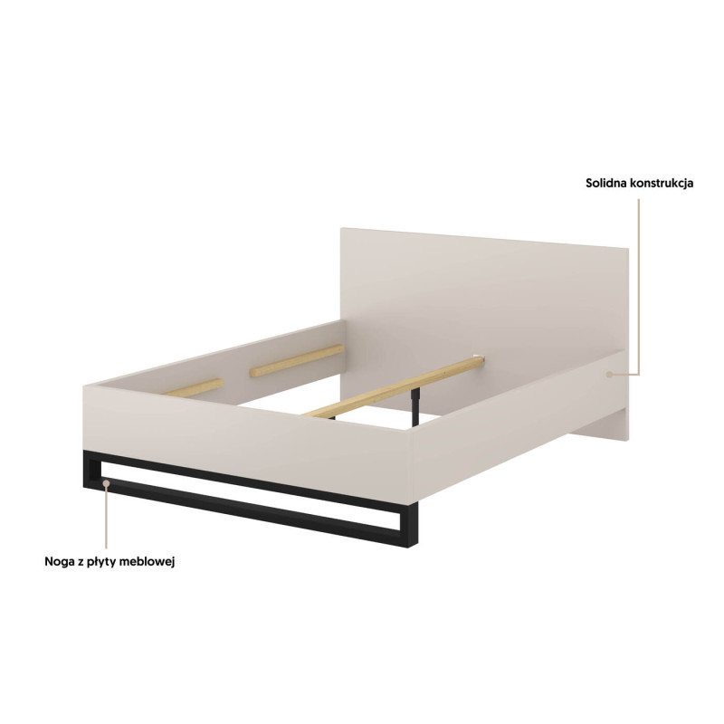 Łóżko Halle S Typ 32 Helvetia – 180x200, loft, kaszmir/czarny
