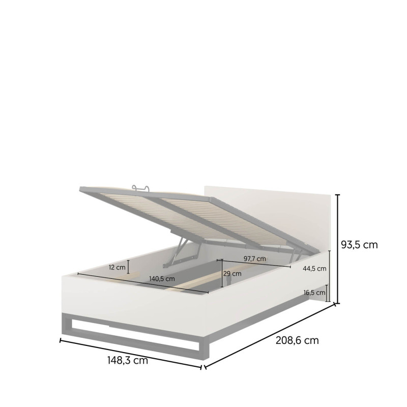 Łóżko Halle S Typ 50 Helvetia – 140x200, kaszmir, z pojemnikiem