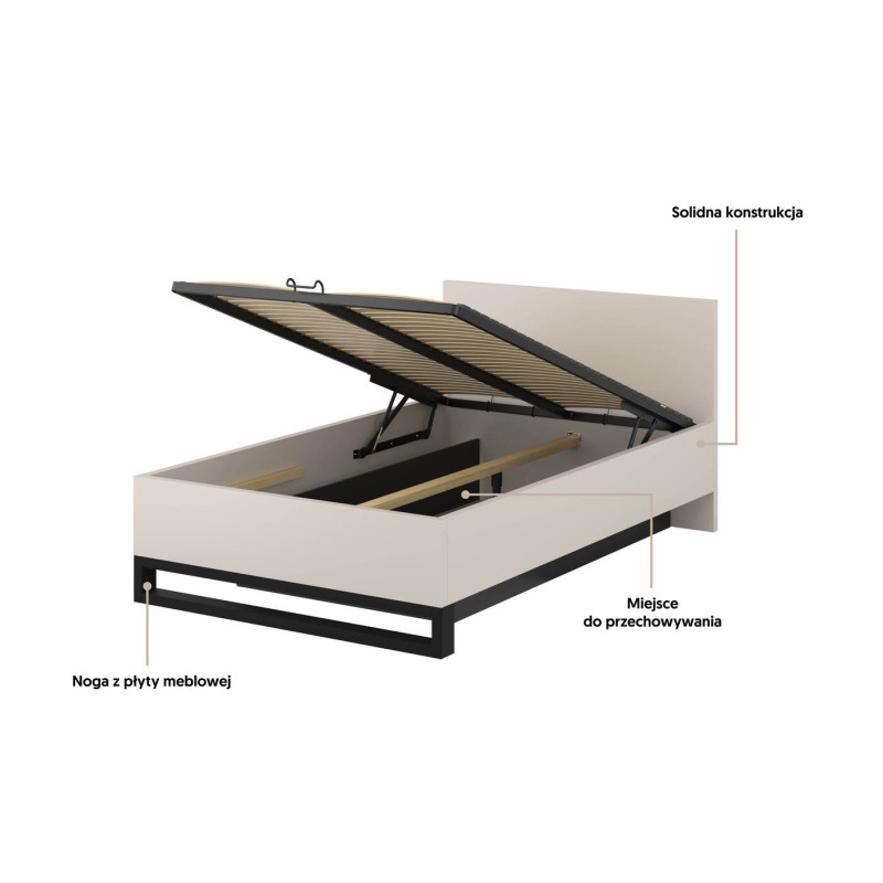 Łóżko Halle S Typ 50 Helvetia – 140x200, kaszmir, z pojemnikiem