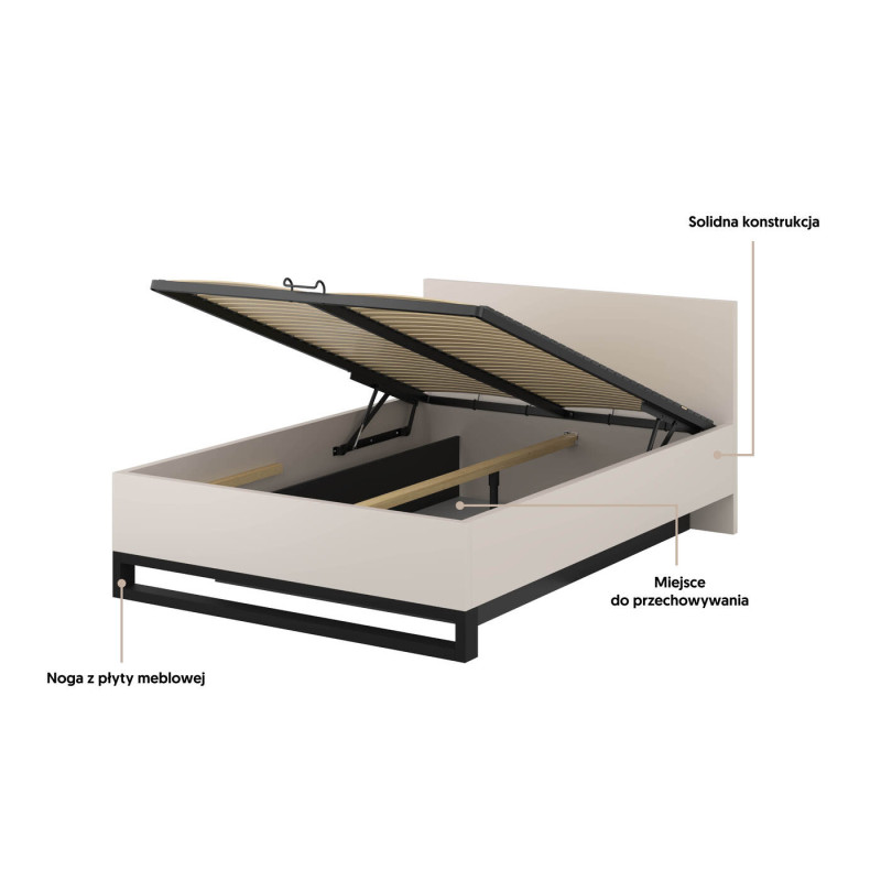 Łóżko Halle S Typ 51 Helvetia – 160x200, kaszmir, z pojemnikiem