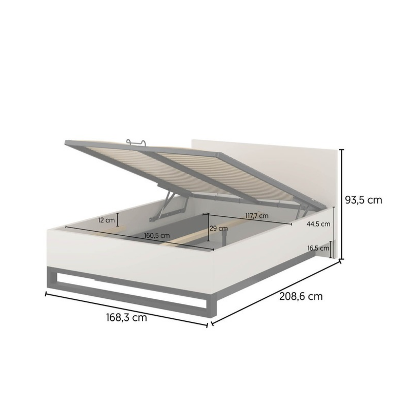 Łóżko Halle S Typ 51 Helvetia – 160x200, kaszmir, z pojemnikiem