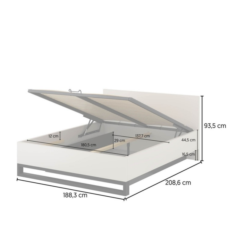 Łóżko Halle S Typ 52 Helvetia – 180x200, kaszmir, z pojemnikiem