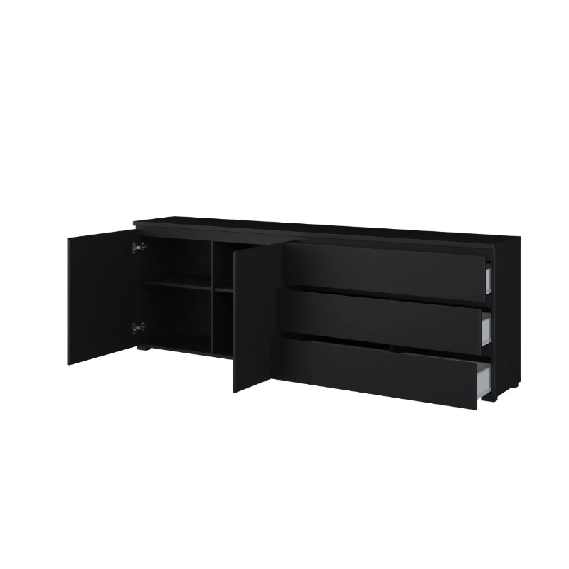 Duża komoda do salonu Modo 199,9 cm czarny onyx Helvetia