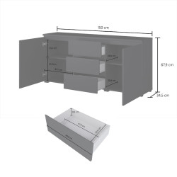 Komoda z szufladami Modo 150 cm czarny onyx| Domowanie.pl